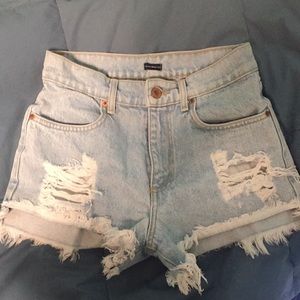 Brandy Melville light wash shorts.